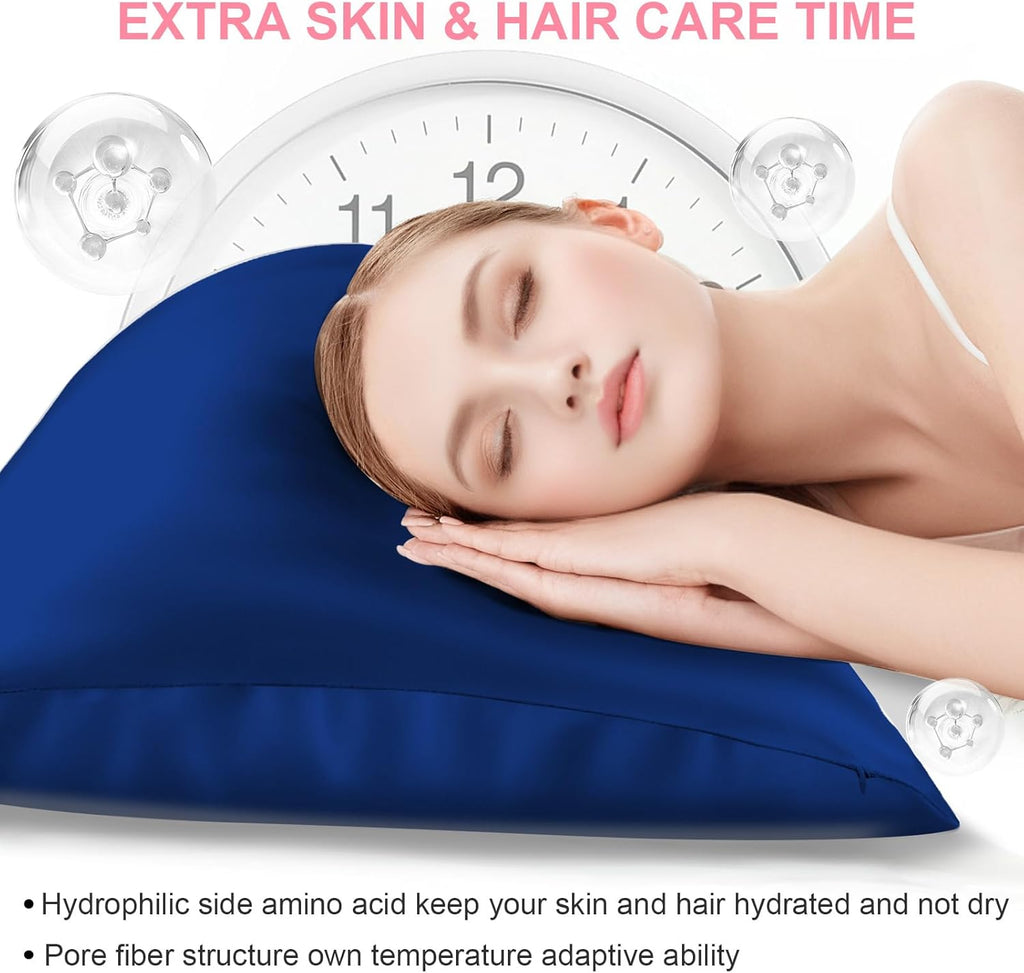 Skiennix Silk Pillowcases - King Size 2-Pack | Mulberry Silk for Hair & Skin | Royal Blue