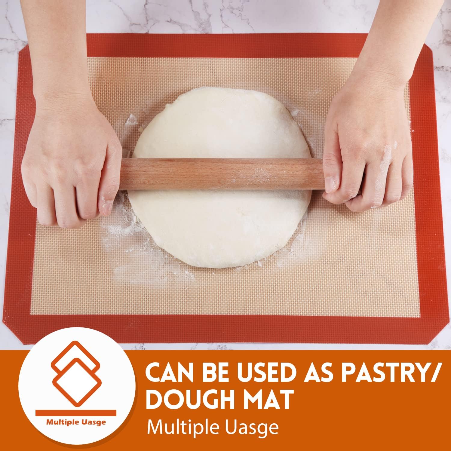 STATINT Non-Stick Silicone Baking Mat - Premium Food Safe Reusable Cookie Mats, 16.5" x 11.6" (Pack of 2)