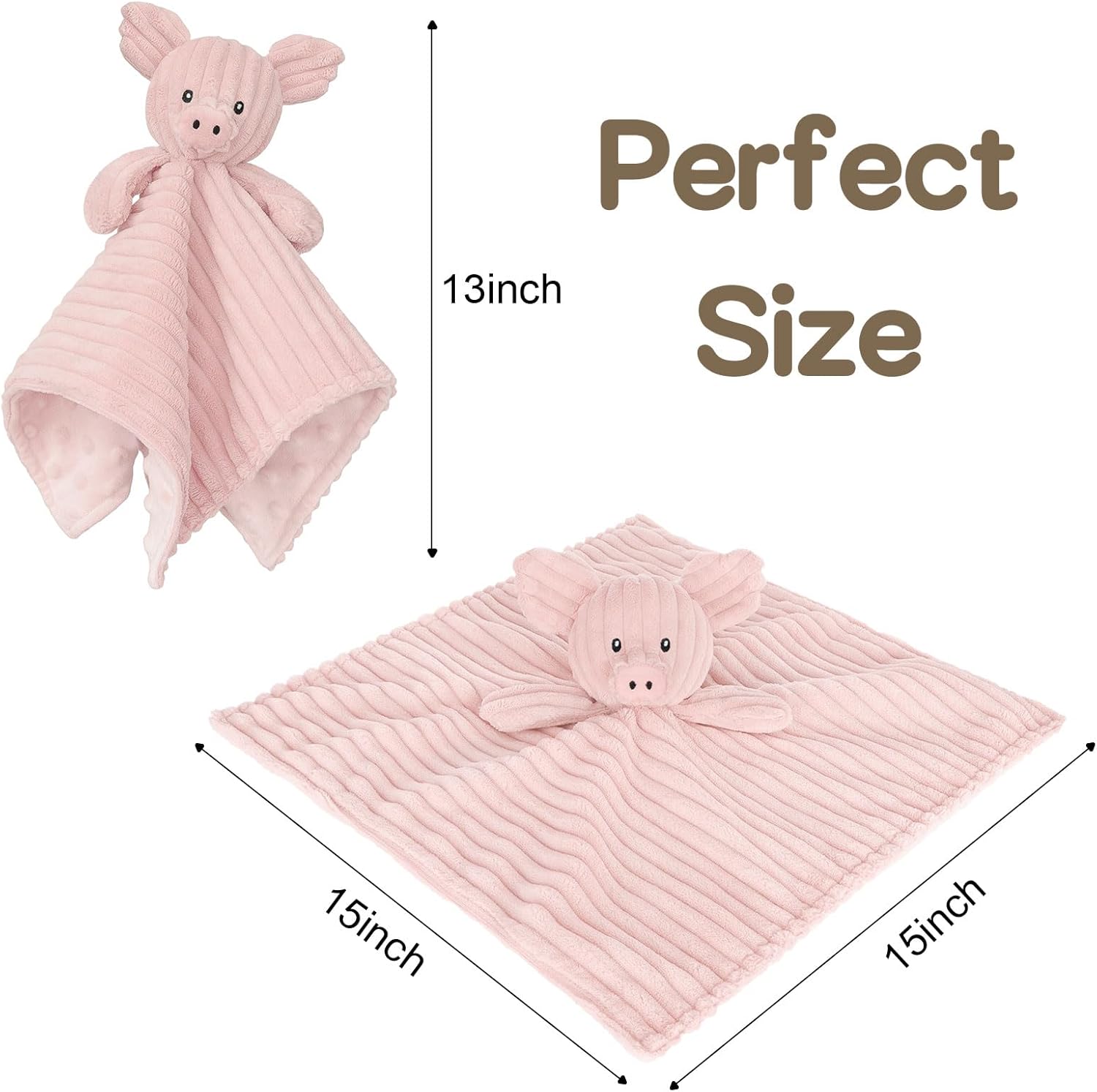 Skiennix Baby Security Blanket - Soft Pig Lovey Toy for Newborns | Pink 15 Inch Snuggle Gift
