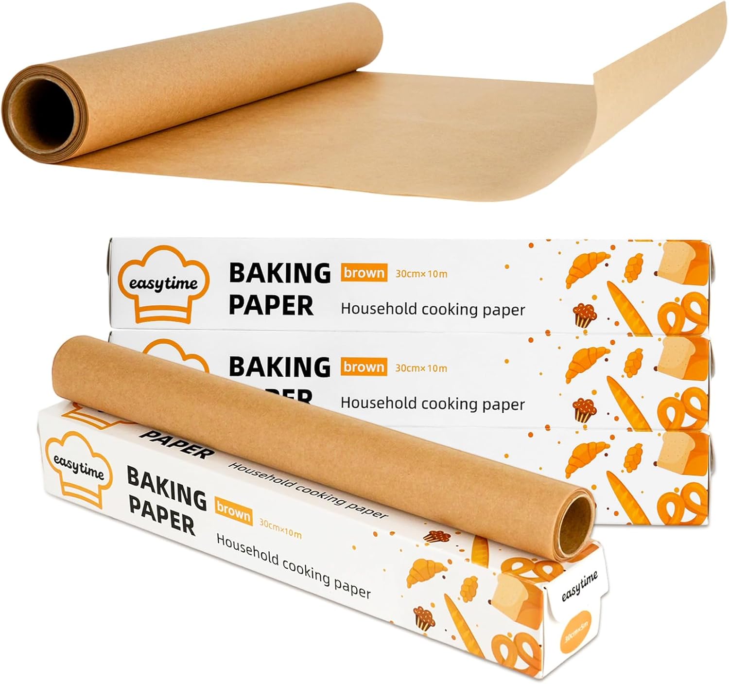 Unbleached Parchment Paper Roll - High Temperature Resistant, Non-Stick Baking Paper | 12in x 98ft (Brown)