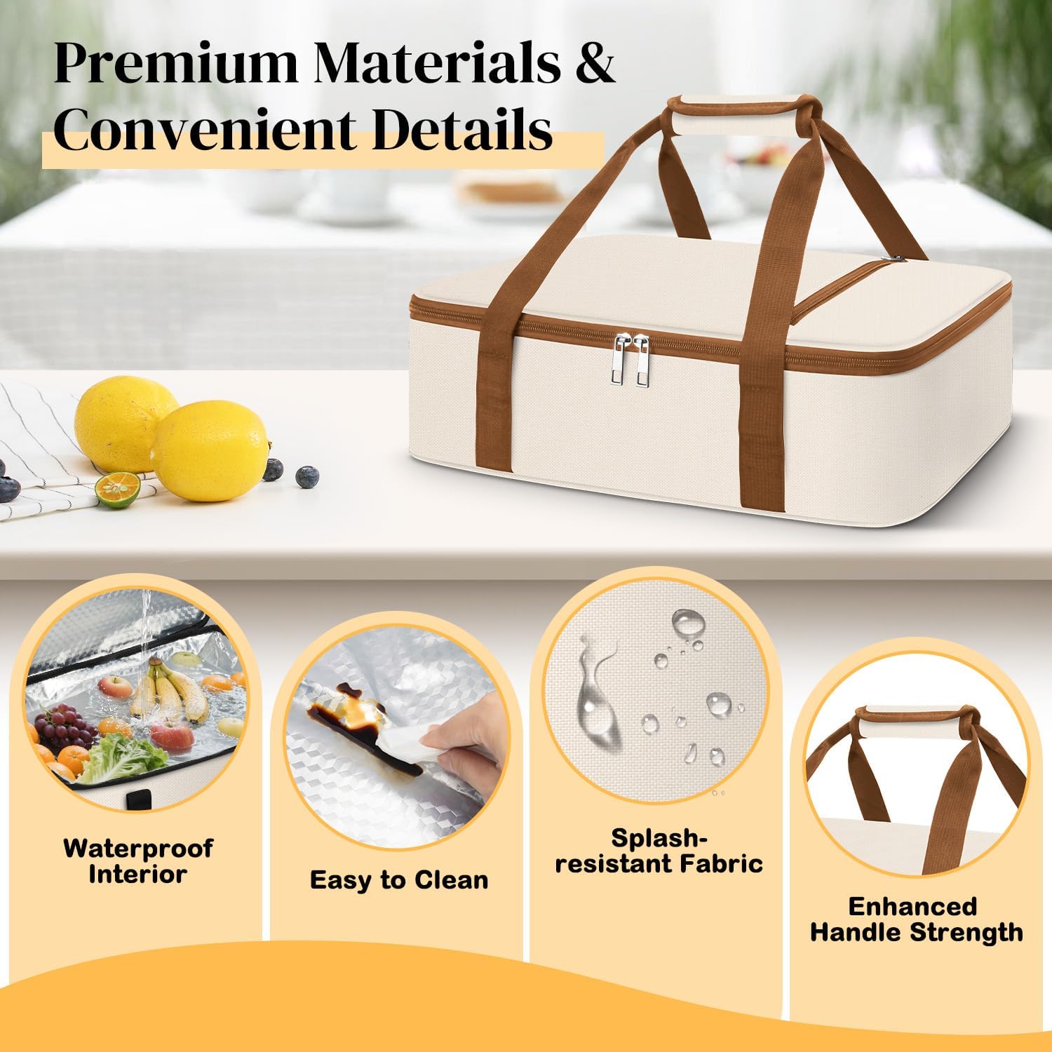 Coobiiya Insulated Casserole Carrier - Keeps Food Hot or Cold | Portable Tote Fits 9" x 13" Dish