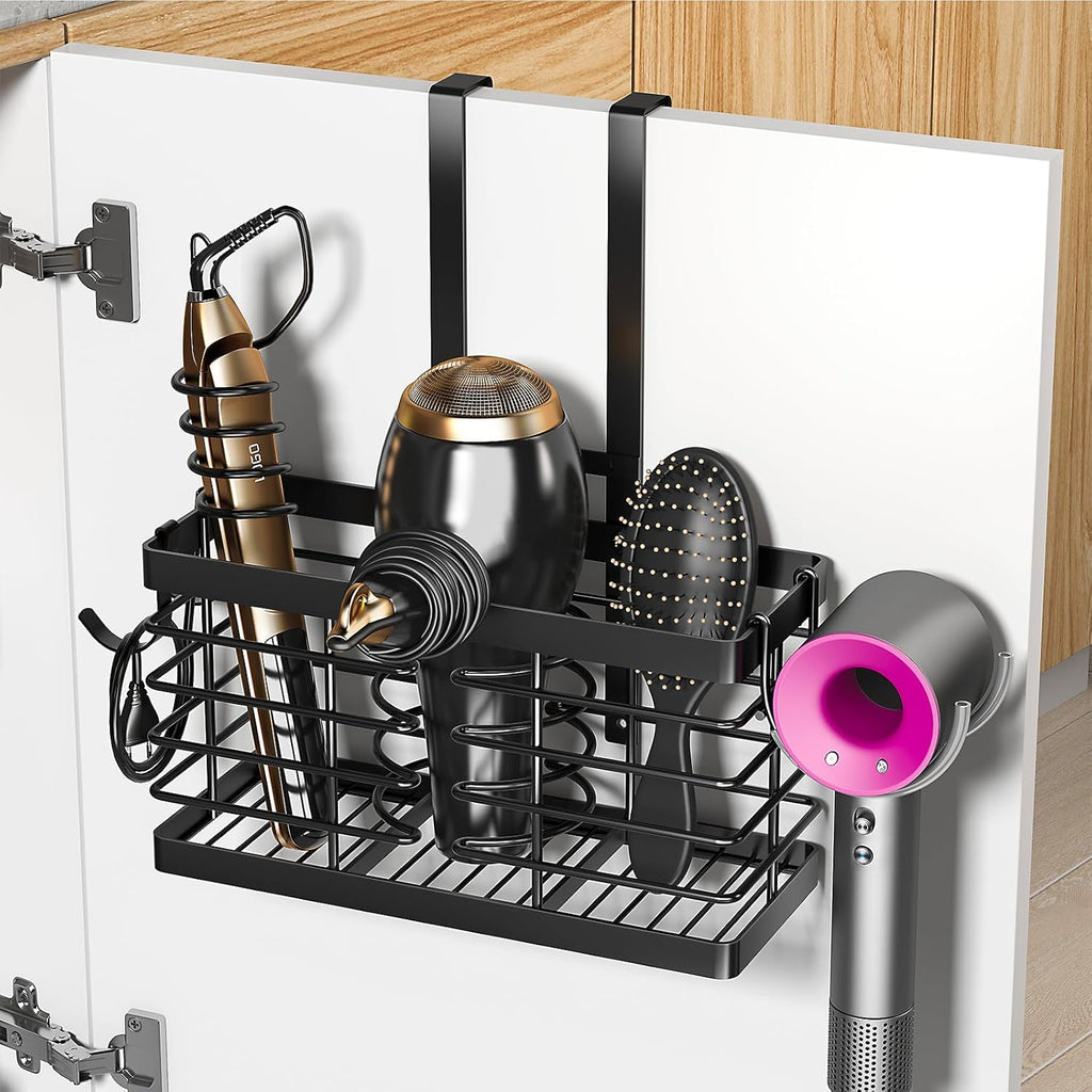 Sevenblue Hair Tool Organizer - 2026 Upgraded 3-in-1 Universal Hair Dryer Holder | Adjustable Height, Black
