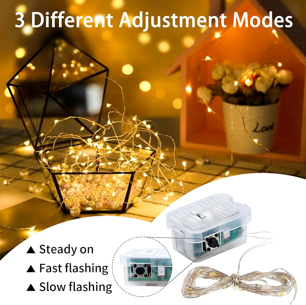 Skiennix 20 LED Fairy Lights - 7Ft Waterproof Twinkle String Lights for Weddings & Parties | Warm White