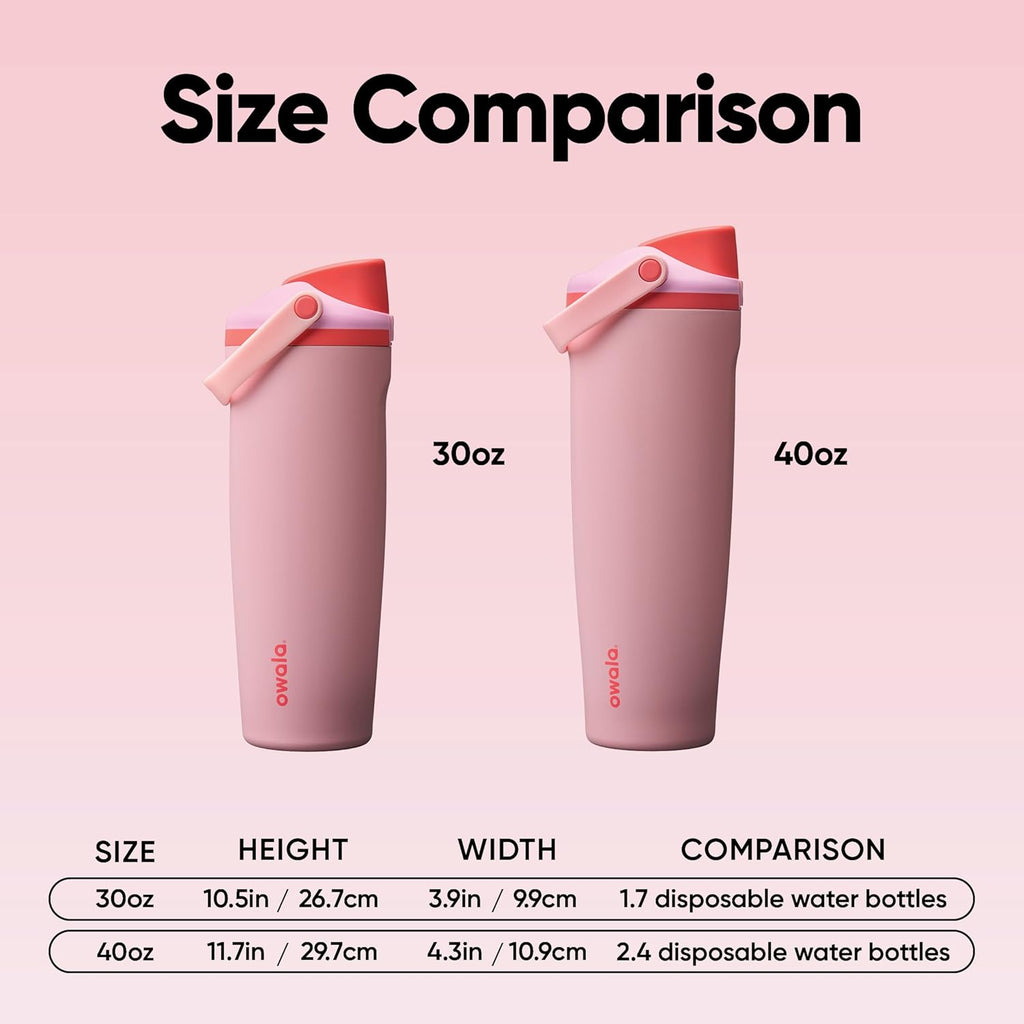 Owala FreeSip Sway Insulated Stainless Steel Water Bottle - 30oz, BPA-Free, Leak Proof, Pink
