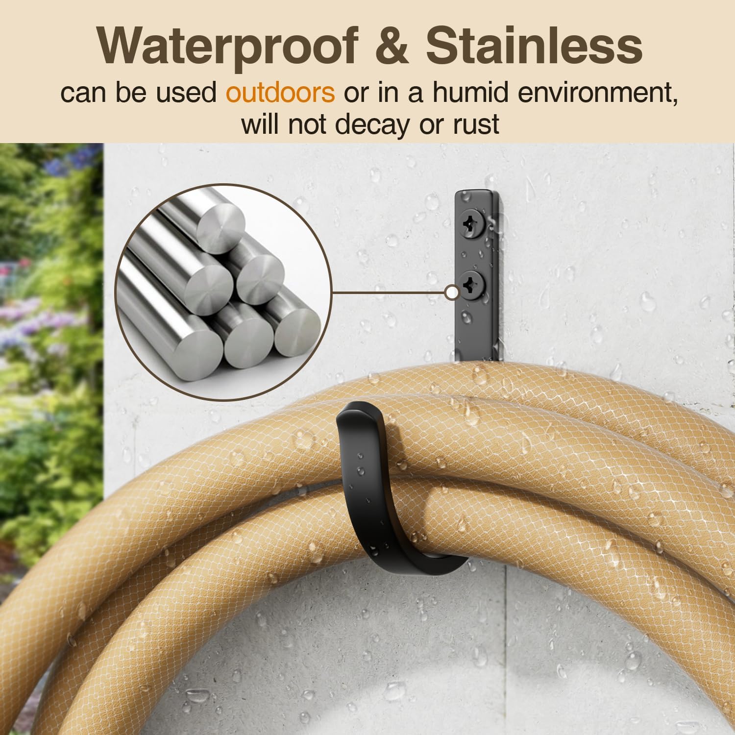 Niffgaff 10-Pack Outdoor Wall Hooks - 30LB Metal Hangers for Coats, Towels, and Bags | Black