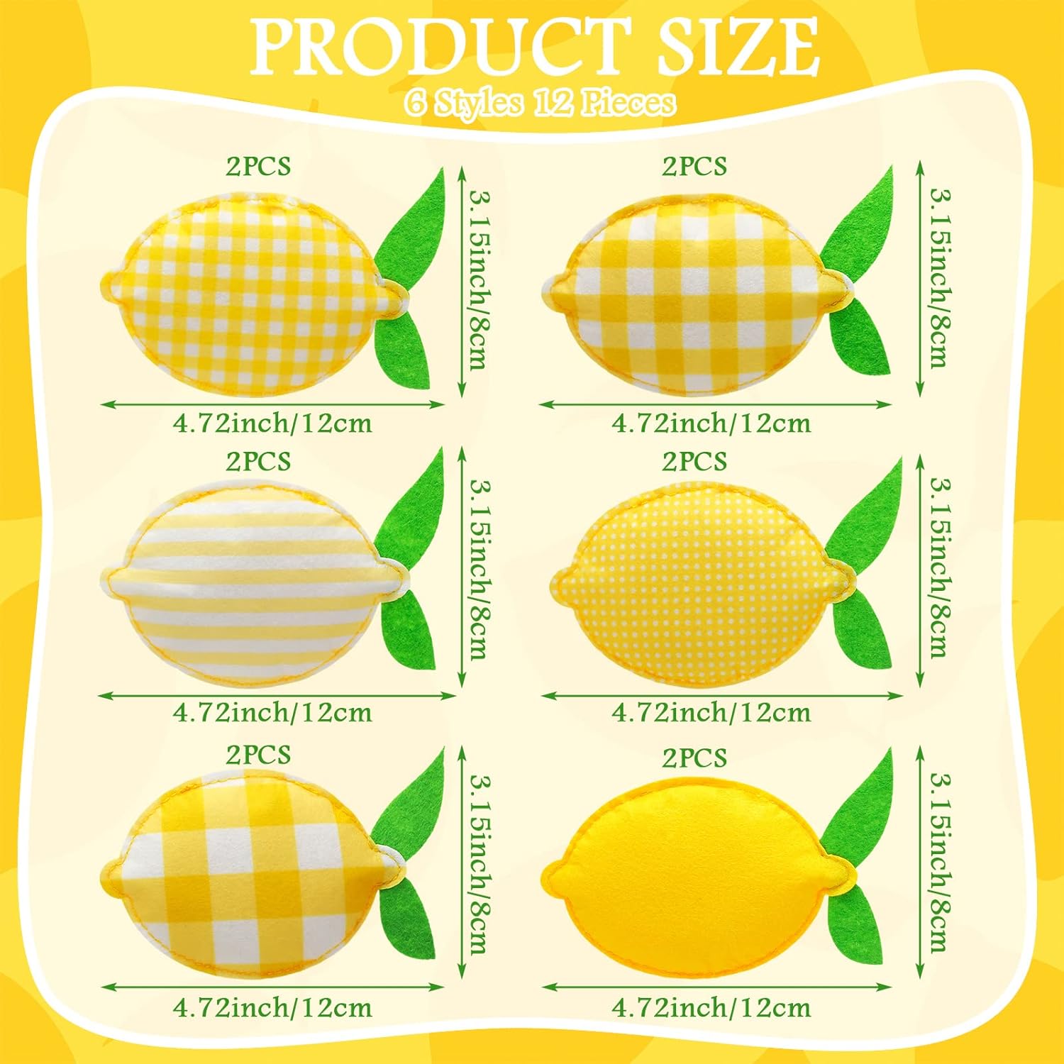 Patelai Lemon Tiered Tray Decor - 12 Pcs Stuffed Fabric Lemon Decorations | 5 Inch Rustic Kitchen Accents