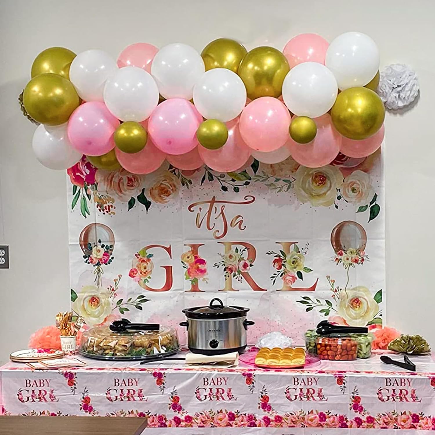 Skiennix Pink Gold Balloons Set - 12 Inch Pink & White Latex Balloons with Confetti | Perfect for Bridal, Baby Shower, and Birthday Decorations