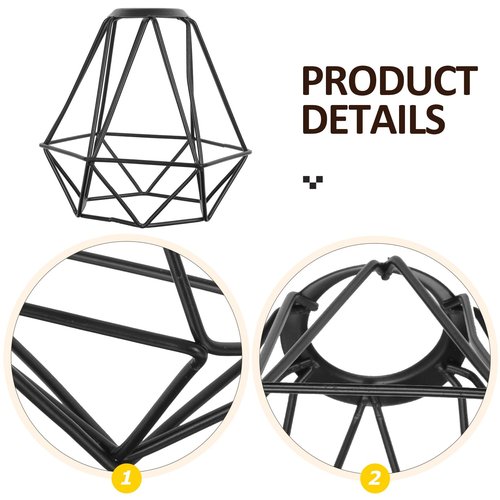 HOMSFOU Black Metal Cage Lamp Shade 3-Pack Wire Lamp Cover for Table Lamps and Ceiling Fixtures Industrial Style Home Decor 5.12 Inch Diameter