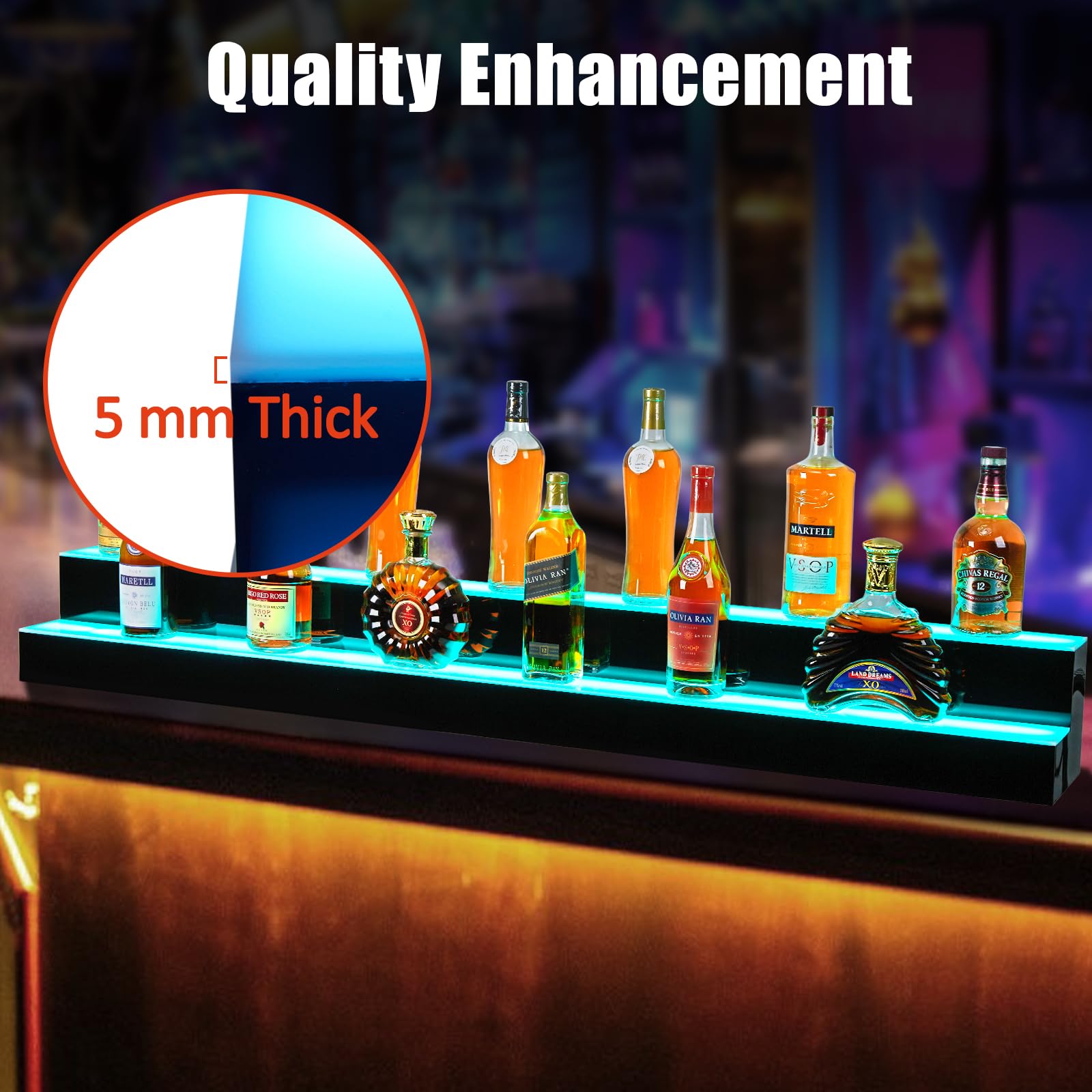 Takywep Wall-Mounted 2 Layer 60 Inches with Remote Control - Dynamic Led Lighting, Multifunctional Display, Quality Materials, Mobile Phone Connectivity