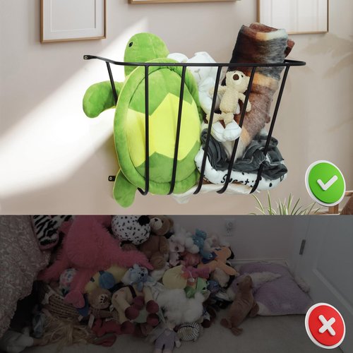 Zatozkar Upgraded Throw Wall Blanket Holder Thicken, Metal Wall Stuffed Animal Storage Mounted Rack Towel Quilt Blanket Toy Clothes Hanging Organizer for Bathroom Living Bedroom Huge Capacity Bold