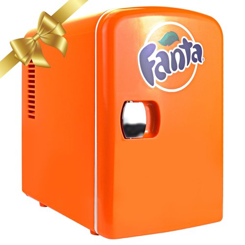 Coca-Cola Fanta FA04 4 Liter/4.2 Quarts 6 Can Portable Mini Cooler/Fridge for Food, Beverages, Orange