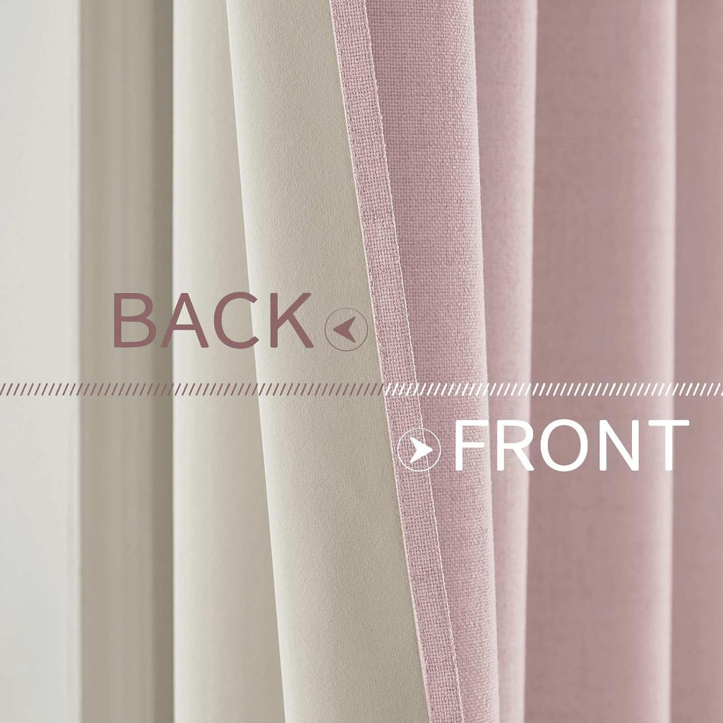 MIULEE Blackout Curtains - 100% Thermal Insulated Linen Texture | Pink Room Darkening Drapes 52x84 Inch (2 Panels)