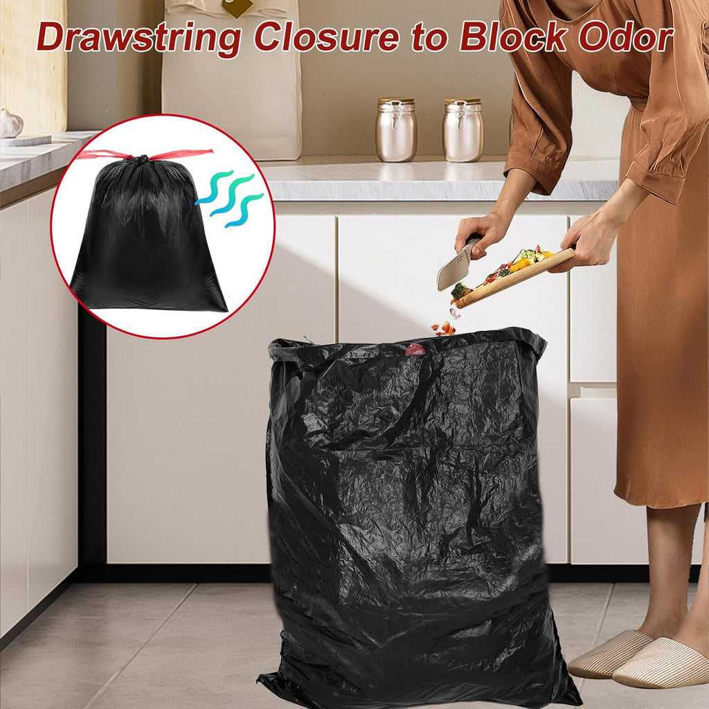 O2frepak 33 Gallon Heavy-Duty Drawstring Kitchen Trash Bags - Clean Fresh Scent | 30 Count, 80x100cm