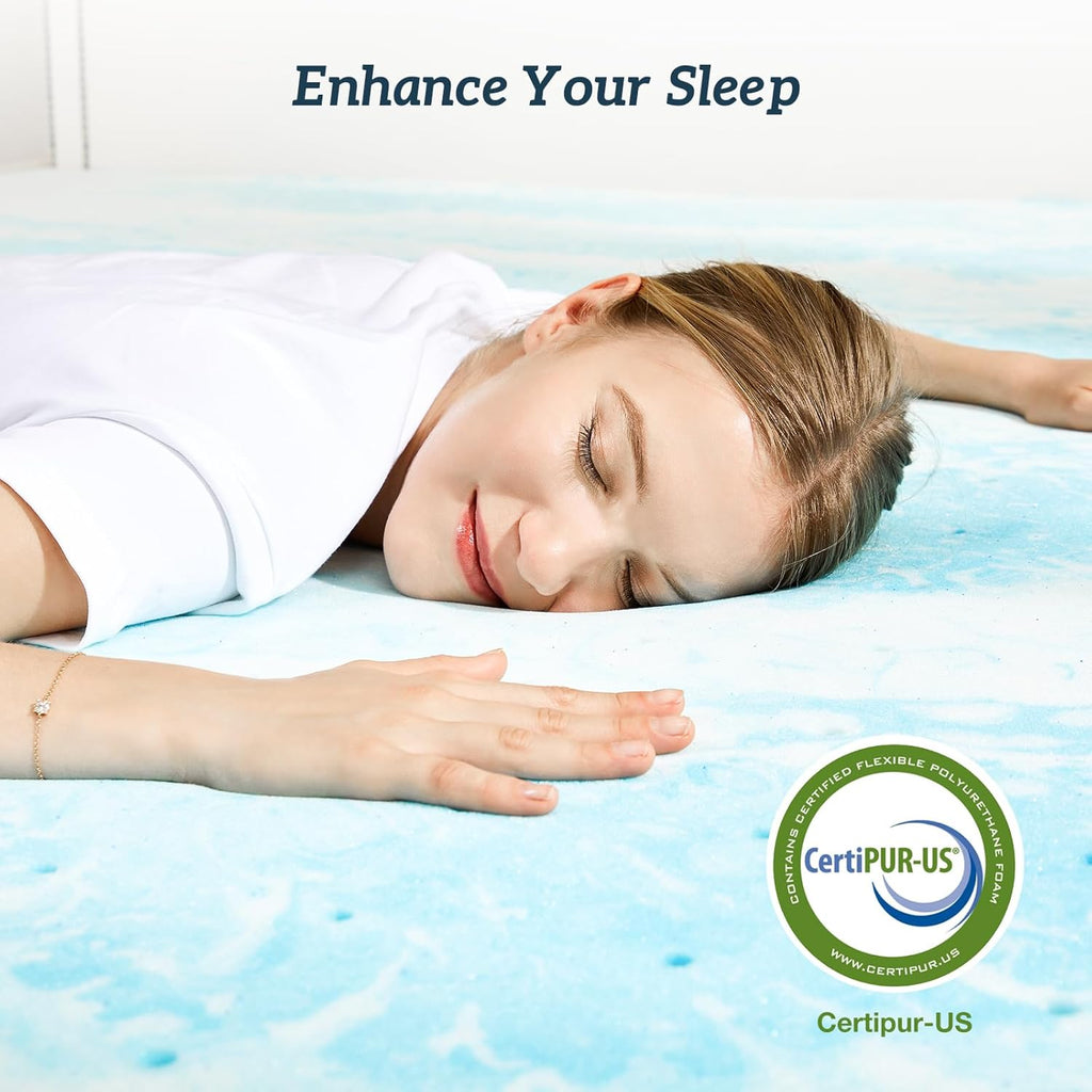 Sweetcrispy Memory Foam Mattress Topper - 3 Inch Thick Gel-Infused Cooling Pad for Twin XL Beds
