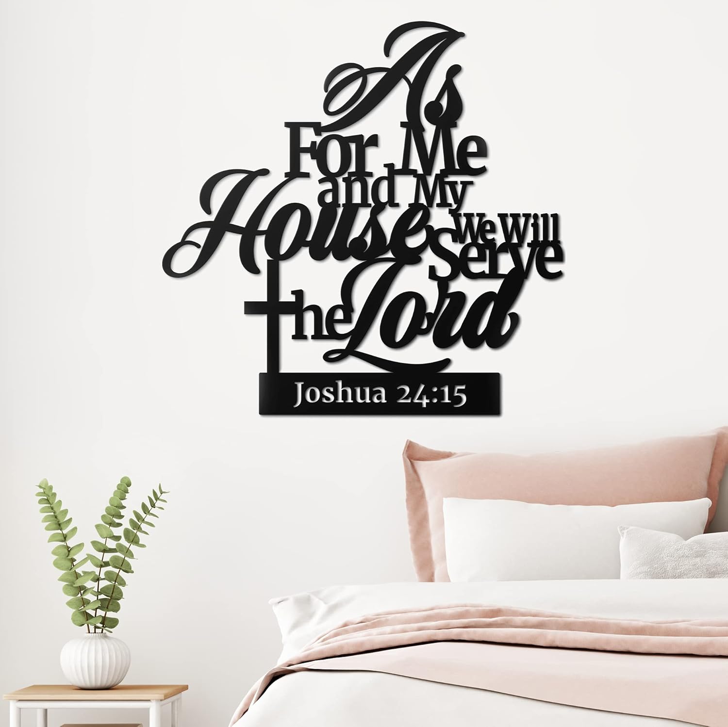 Vivegate Metal Bible Verse Wall Sign - "As For Me And My House" Christian Decor | Black 02