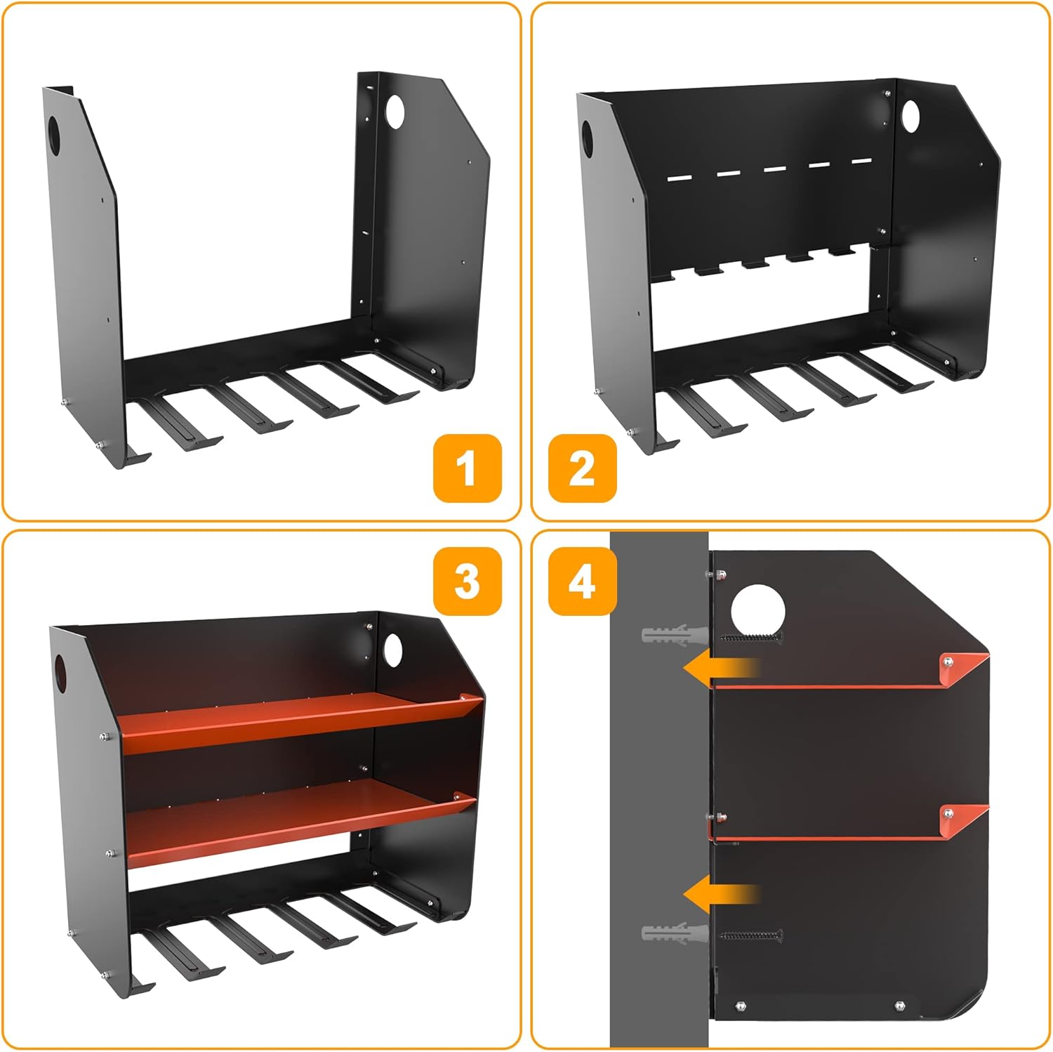 Ultrawall Power Tool Organizer - Heavy Duty Wall Mount Drill Holder with Two-Level Storage Rack