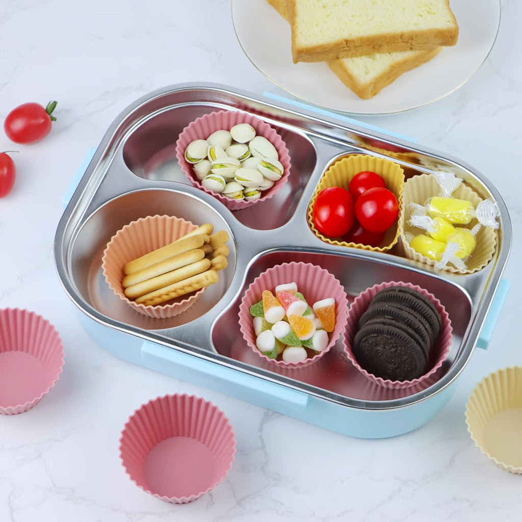 Skiennix Silicone Baking Muffin Cups - 12 Pack Reusable Cupcake Liners | BPA Free & Dishwasher Safe (Orange)