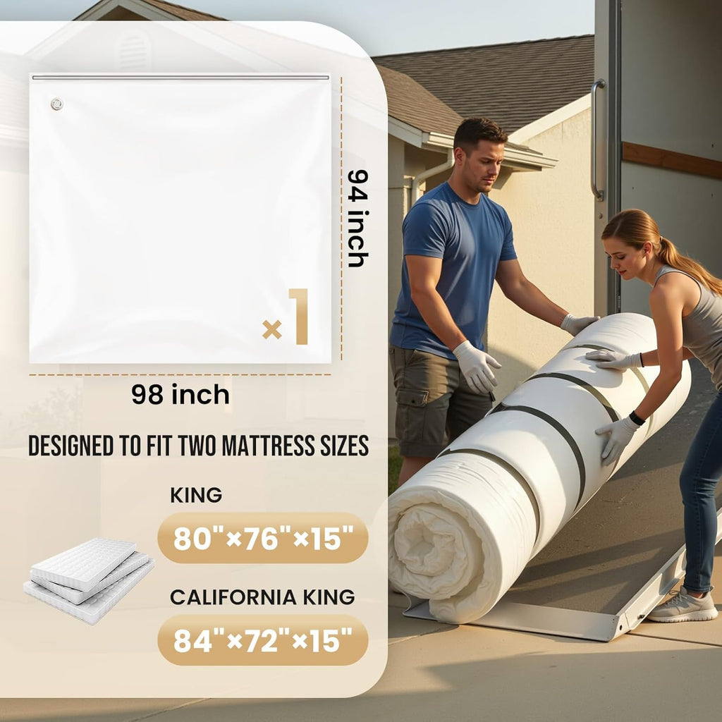 TAILI Mattress Vacuum Storage Bag - King/California King with 4 Straps for Easy Transport & Storage