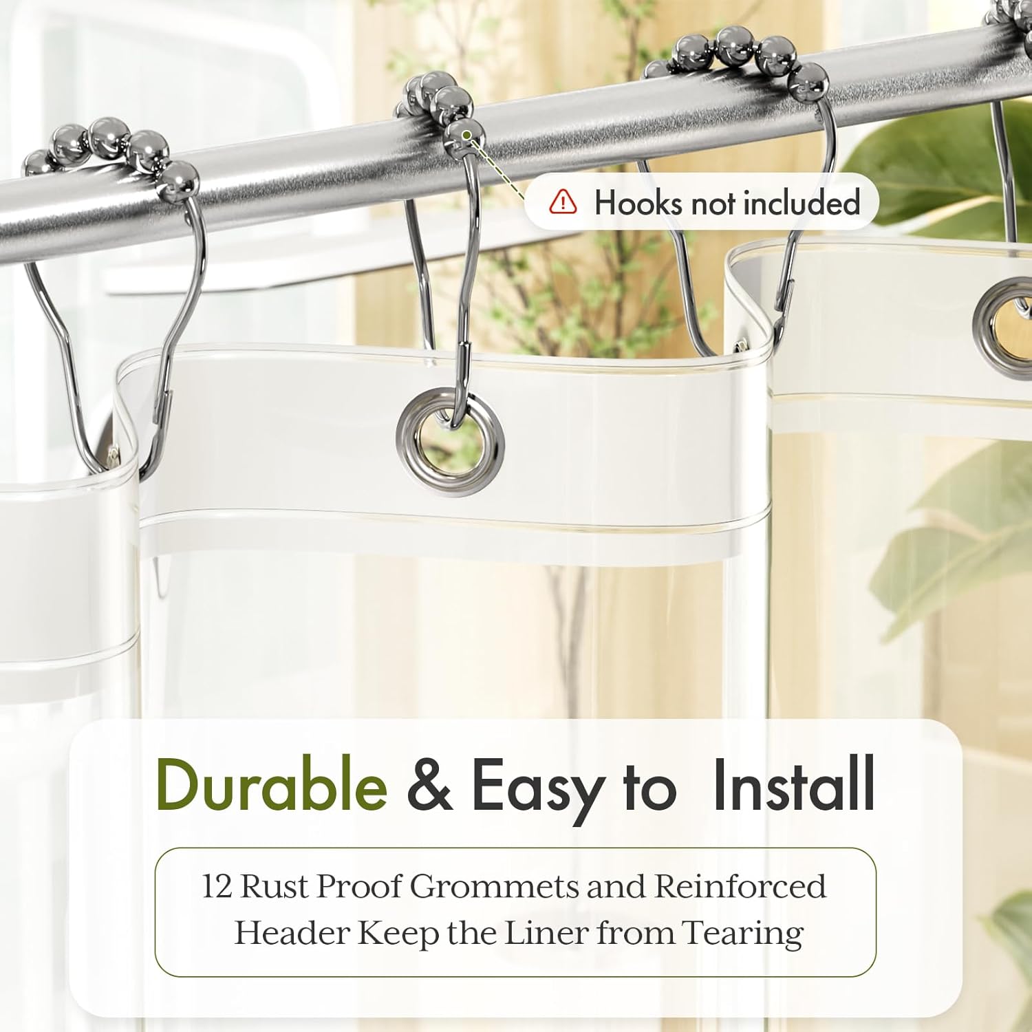 Bathway Heavy Duty Shower Curtain Liner - Waterproof PEVA 72x72 Inches with 12 Rustproof Grommets