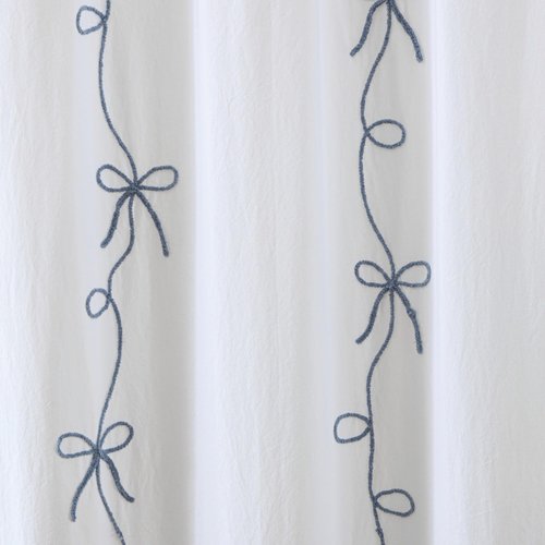 Peri Home 100% Cotton Fabric Shower Curtain for Bathroom, 72 x 72 inches, Blue Sasha Bows