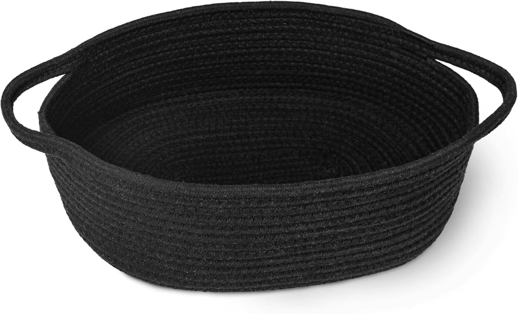 MEGASKET Black Woven Basket - Soft Cotton Rope Dog Toy Storage | 13” x 9” x 5” Decorative Organizer