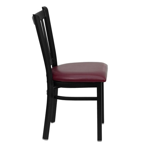 Flash Furniture HERCULES Series Black Vertical Back Metal Restaurant Chair - Burgundy Vinyl Seat