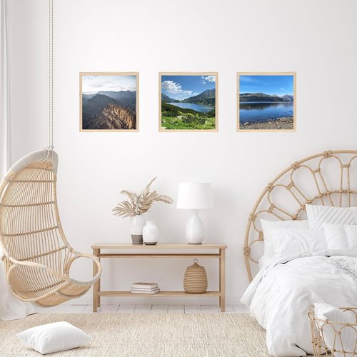 JCJMY 8x8 Picture Frame - Versatile Wall & Tabletop Display | Shatter-Resistant Plexiglass, Natural Finish