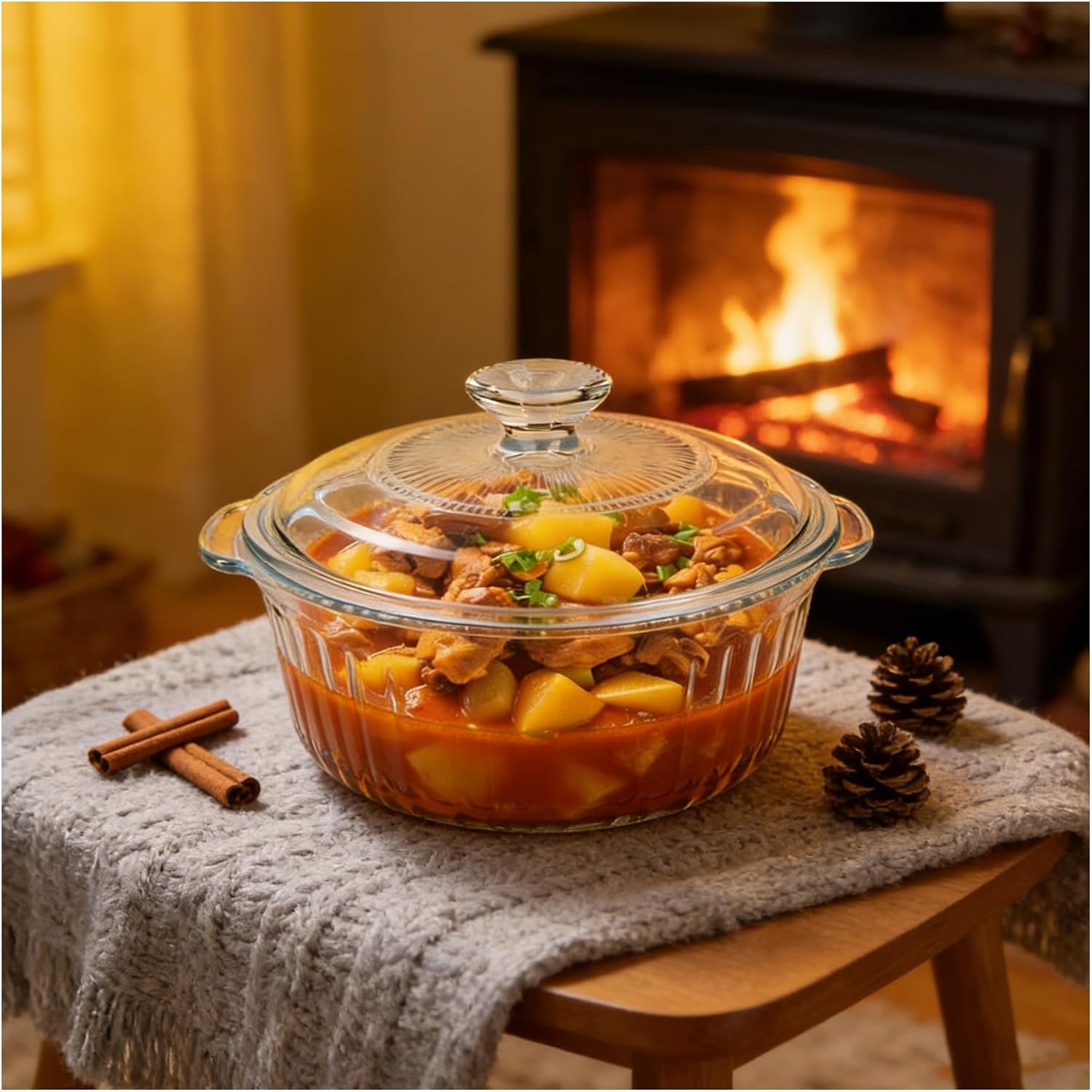 Round Glass Casserole Dish With Lid - 2.4QT Borosilicate Oven Baking Dish | Clear Cookware for Cooking & Serving