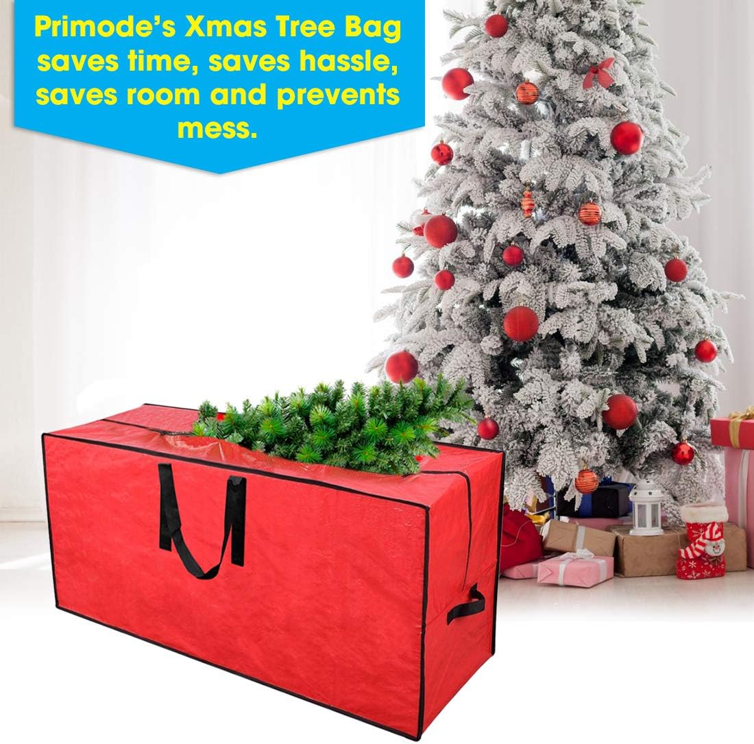 Primode Christmas Tree Storage Bag - Fits Up to 7.5 Ft Disassembled Tree | Protective Zippered Case (Red)