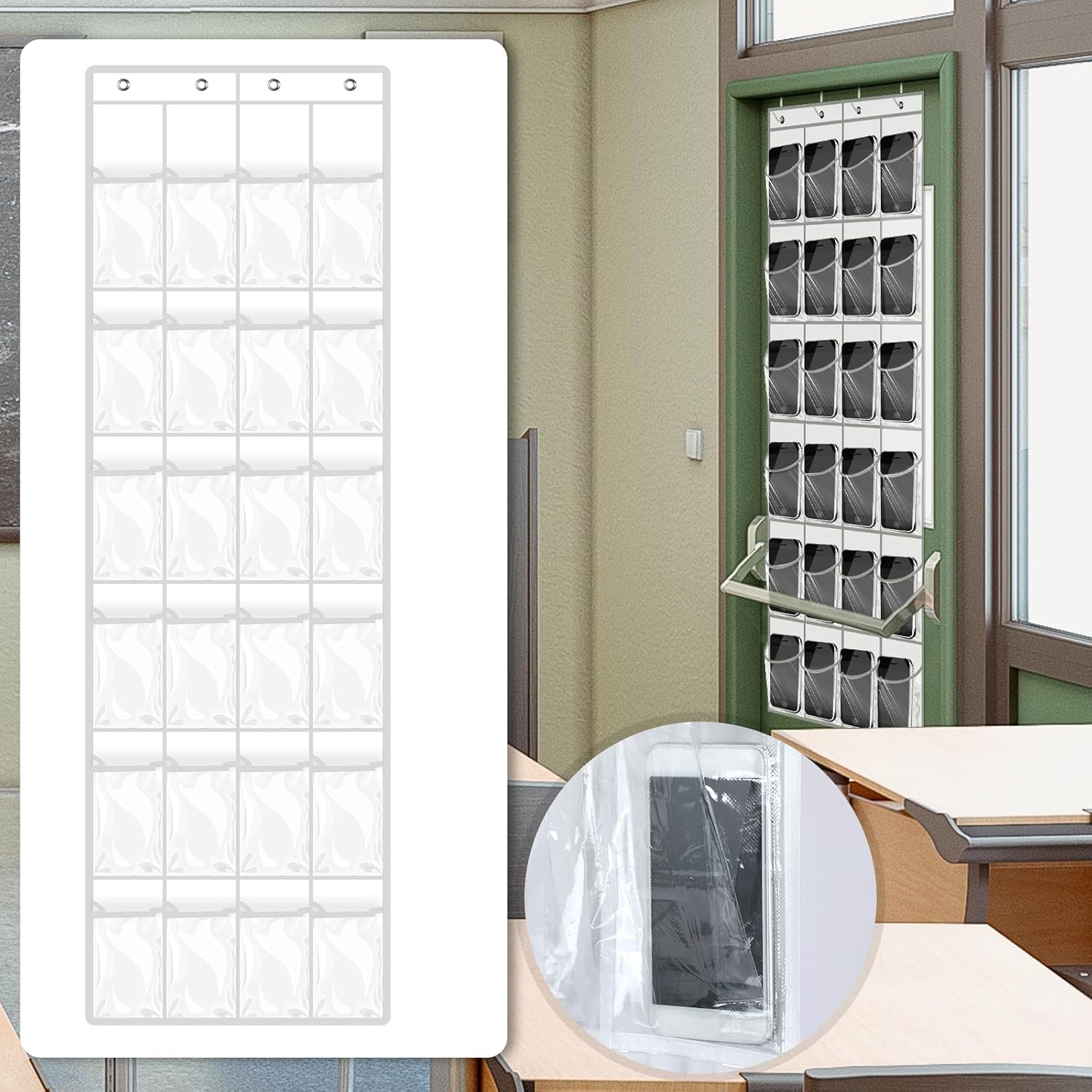Windyun 24-Pocket Hanging Organizer - Large Clear Shoe Rack for Closet & Bathroom | Waterproof & Nonslip