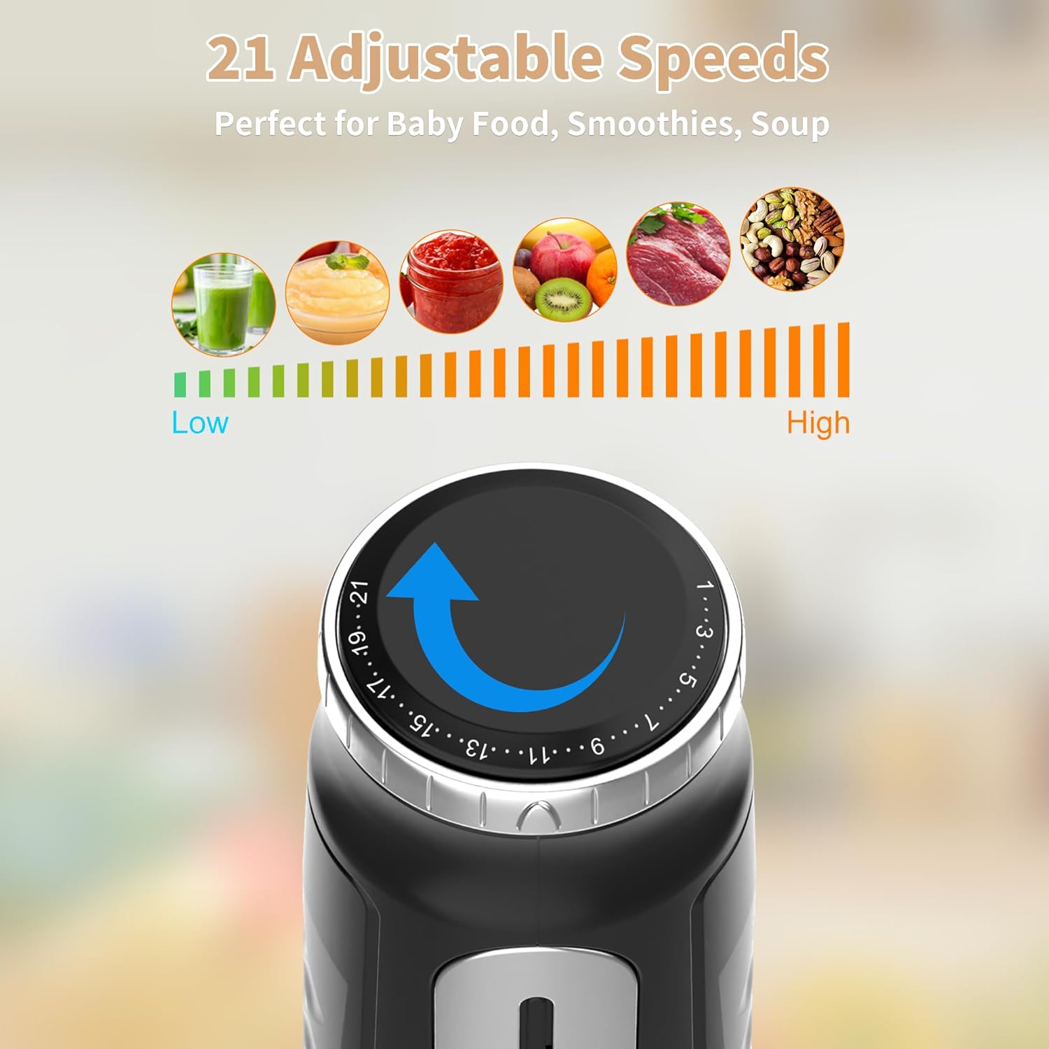 Toogel Cordless Immersion Blender - 4-in-1 Electric Hand Blender with 21 Speeds & USB Rechargeable | BPA-Free, Dishwasher Safe (Black)
