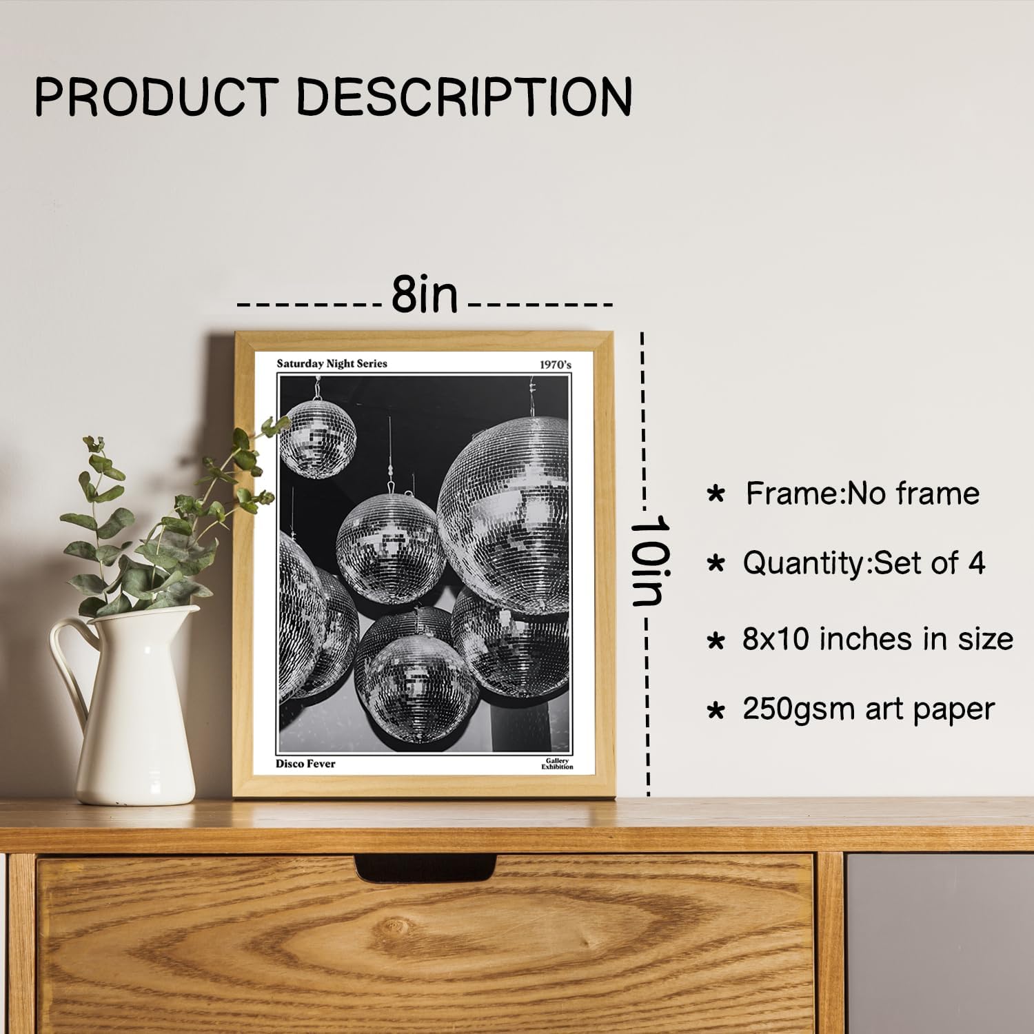 NaZaUK Funky Retro Y2K Wall Art - Black & White Newspaper Posters Set of 4 | Trendy Bedroom Decor 8x10 Unframed