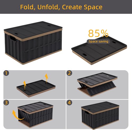 Citylife 64L Collapsible Storage Bins - Heavy Duty Plastic Containers for Organizing | 2 Pack