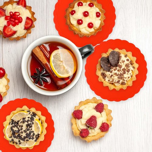 4 Pieces Mini Pie Crust Shields Pie Crust Protector for Edges Baking 3.5-6 Inch Red Mini Silicone Pie Rings for Crust Protectors for Kitchen Tool Pie Molds for Baking to Protecting Edge from Burning