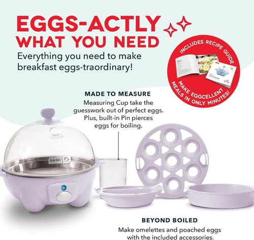 Dash Rapid Egg Cooker - Versatile Boiler, Poacher & Steamer - Holds 7 Eggs, Lavender | Dishwasher Safe & BPA Free