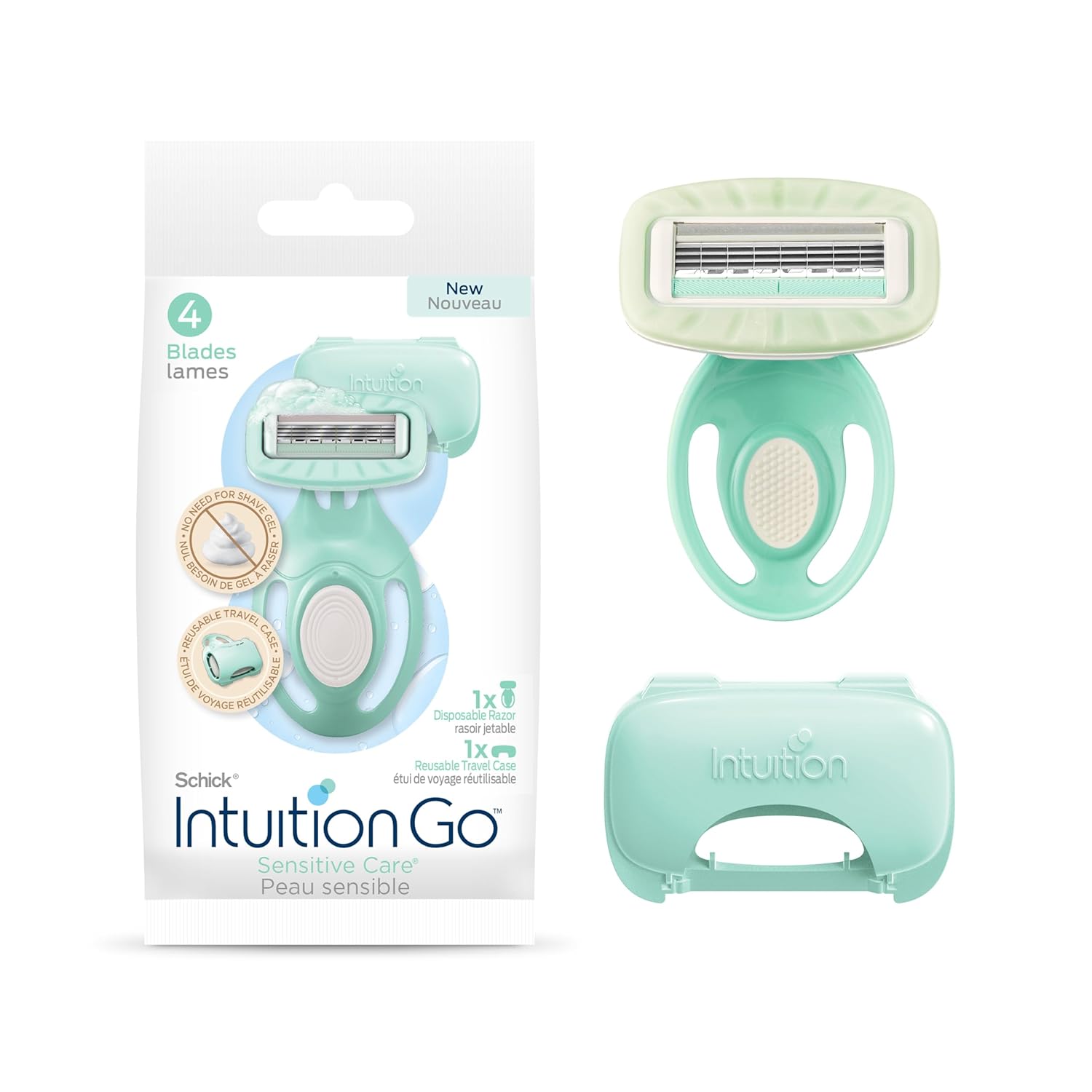 Schick Intuition Go Disposable Razor - Sensitive Skin, Organic Aloe, 1ct | Perfect Travel Razor & Stocking Stuffer