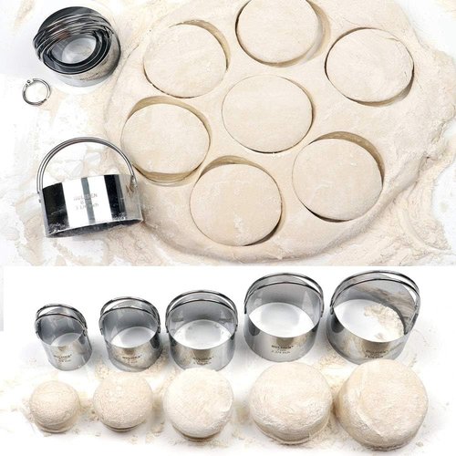 HULISEN Biscuit Cutter Set - 5 Professional Round Cookie Cutters with Handles | Perfect Baking Tools