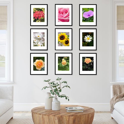 JCJMY 11x14 Picture Frames Set - 10 Black Gallery Frames for 8x10 Photos with Mats | Wall Decor