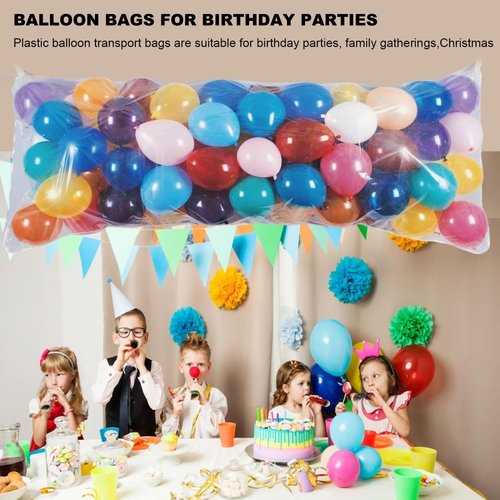 Balloon Transport Bags 8 Pack - Heavy-Duty 98.4"x59" Clear Reusable Plastic for Party Decorations