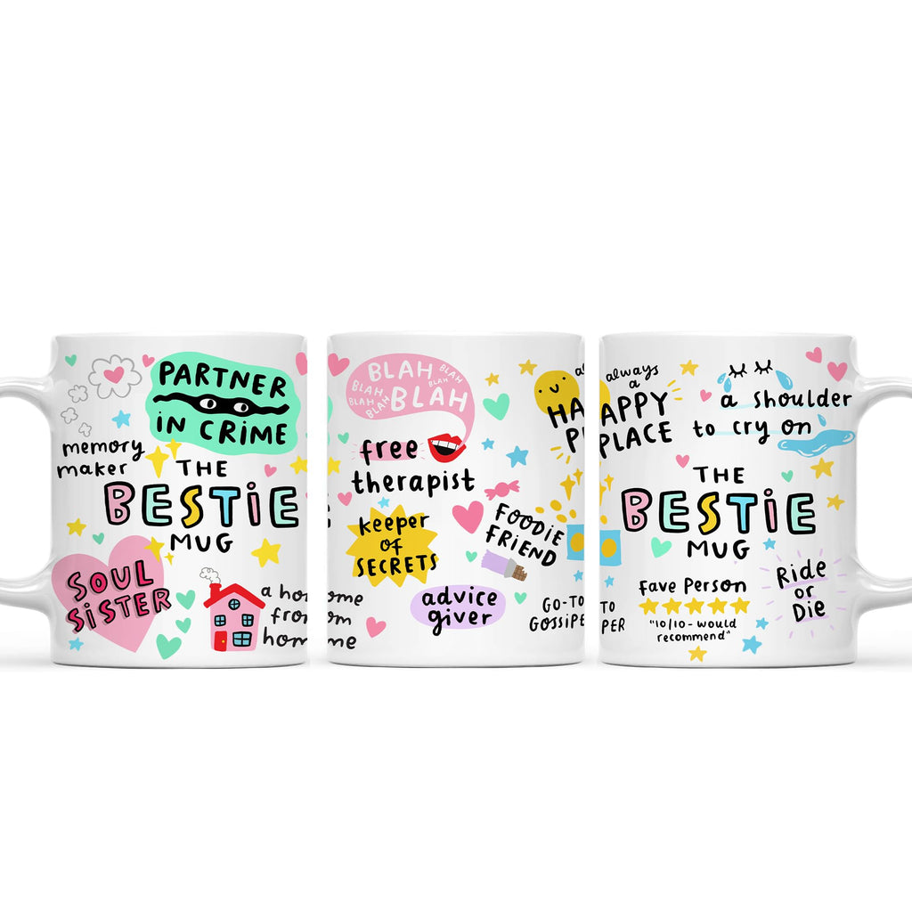 Gossby Bestie Coffee Mug - Best Friend Gift For Women - Friendship Gift for Female Friend - Friendship Gifts For Women Birthday - Gifts For Close Female Friends - 11oz White Ceramic Cup