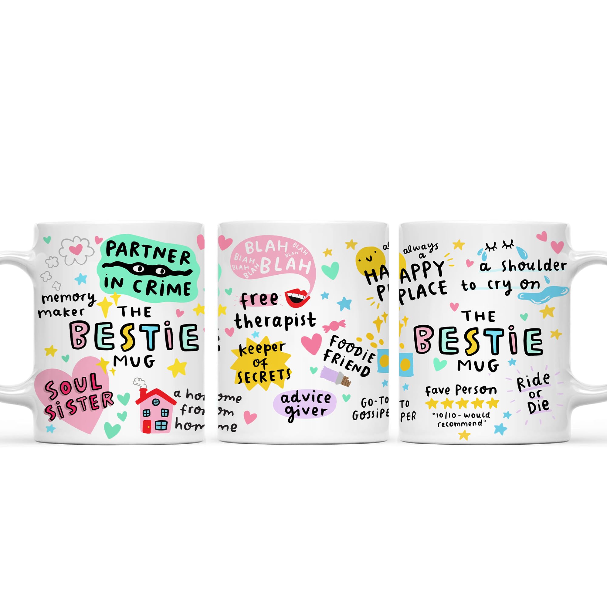 Gossby Bestie Coffee Mug - Best Friend Gift For Women - Friendship Gift for Female Friend - Friendship Gifts For Women Birthday - Gifts For Close Female Friends - 11oz White Ceramic Cup