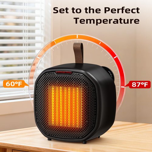 ZAFRO Space Heater, Portable Heater Electric Ceramic Fan Small Heaters Handle Indoor Use, Tip-Over & Overheat Protection, 60℉-87℉ for Home/Office