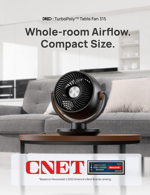 DREO 11-Inch Desk Air Circulator Fan - Remote Control, 4 Speeds, 120° Oscillation, Quiet 25dB