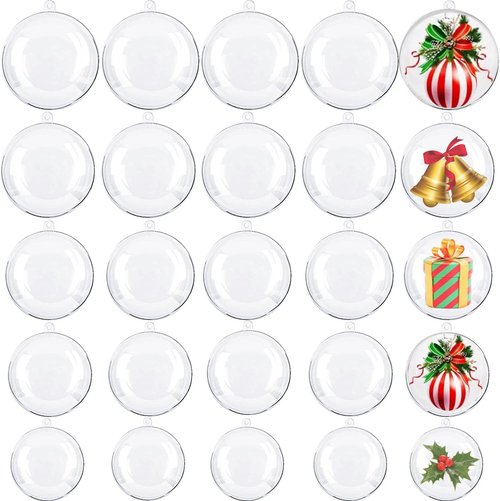 40pcs Clear Plastic Fillable Ornaments,Transparent DIY Craft Ball, Tiny Clear DIY Christmas Ornament 5 Different Sizes for Wedding,Party,Home Decor (25mm+30mm+40mm+50mm+70mm)