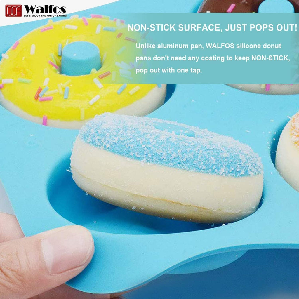 Walfos Non-Stick Donut Pan - Silicone Doughnut Mold, BPA-Free, Easy Release | Set of 3