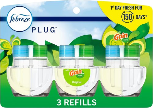Febreze Plug-In Air Freshener Refill - Gain Original Scent, Long-Lasting Odor Control | 0.87oz, 3 Count