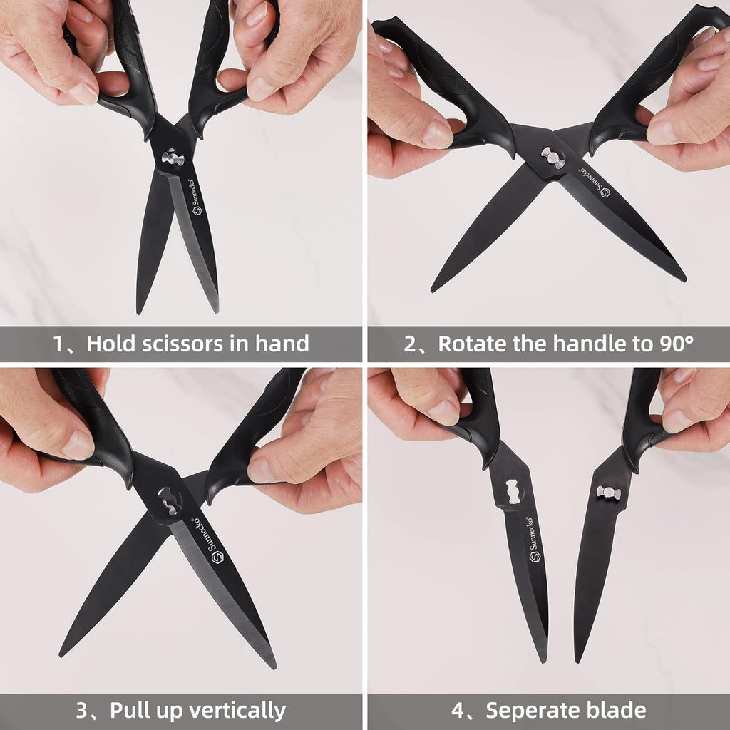 Sunnecko Kitchen Scissors - Heavy Duty Titanium Coated Shears with Micro Serrated Blades | All Purpose Kitchen Tool