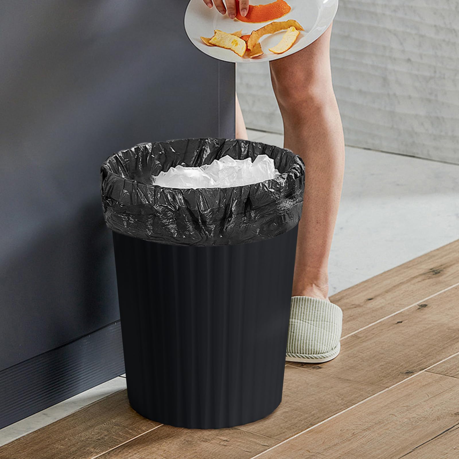 TEIUKAX Trash Can - Small Waste basketbin - 2 Gallon- for Office,Home,Bathroom,Kitchen - Black