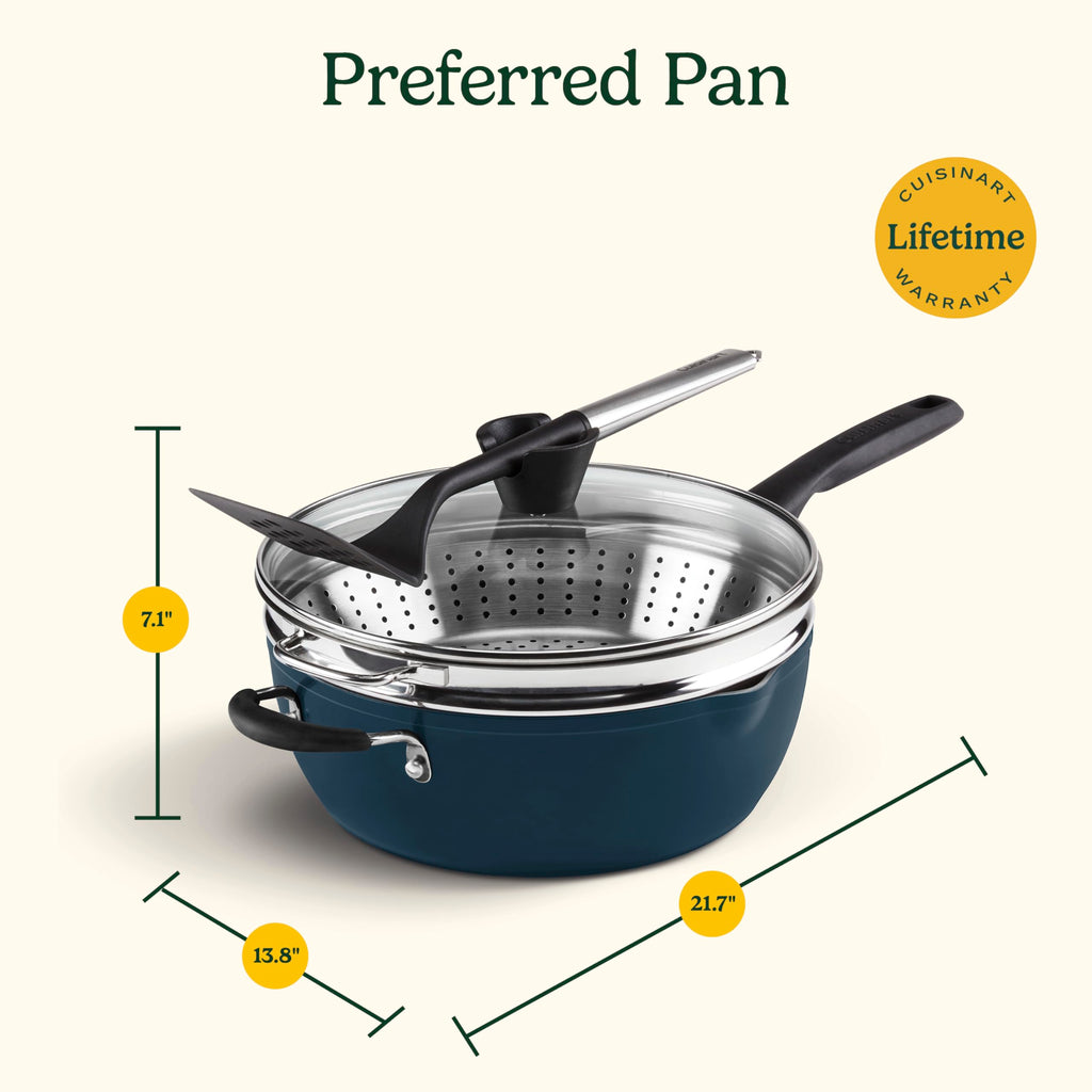 Cuisinart Preferred Pan 4-Pc Set - Nouveau Navy (4.5 Qt. Multi-Purpose Pan w/Cover, Steamer, Slotted Turner)