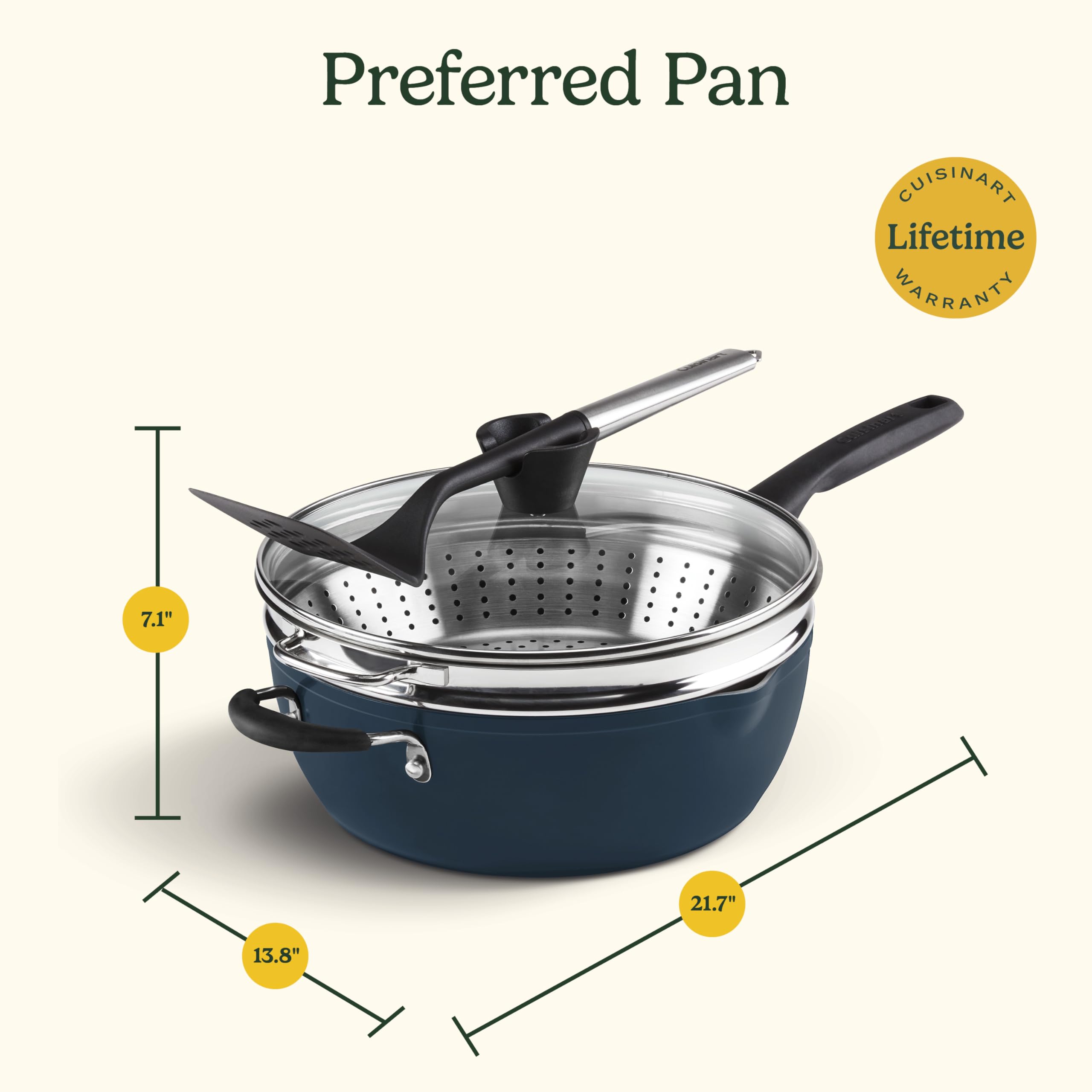 Cuisinart Preferred Pan 4-Pc Set - Nouveau Navy (4.5 Qt. Multi-Purpose Pan w/Cover, Steamer, Slotted Turner)